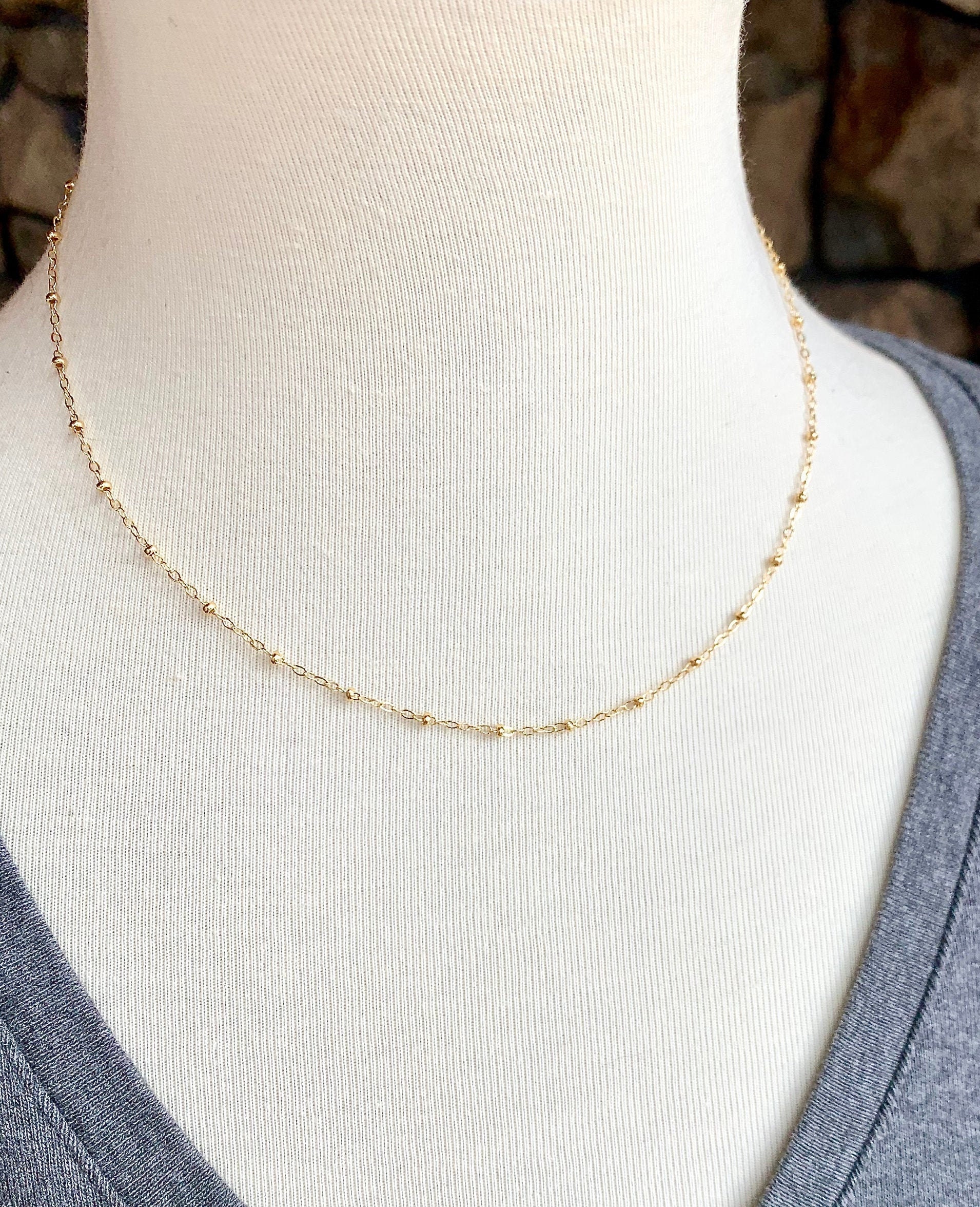 Gold Chain Necklace with Tiny Tubes Chain, Simple Gold Necklace for Wo–  annikabella