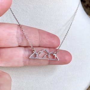 Sterling Silver Mountain Necklace, Hiking Gift, Mountain Range, Skiing Gift, Outdoors Nature Lover, Mountain Charm, Friend Gift Guy Gift