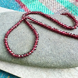 Garnet Choker, Garnet Necklace, Boho Beaded, Gold Filled Beads, Simple Minimal Dainty, Little Red Beads, Round 3mm Garnet, Garnet Jewelry