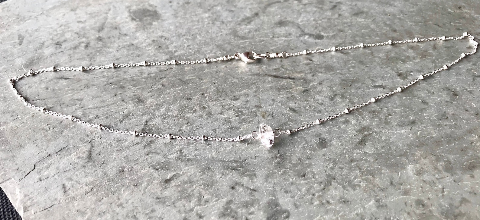 Herkimer Diamond Necklace Sterling Silver Chain Herkimer Etsy