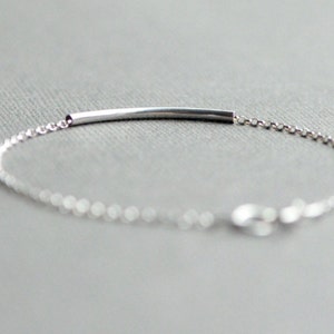 Sterling Silver Bar Bracelet, Minimal Sterling Silver Bracelet, Silver Tube, Simple Silver Bracelet, Dainty Silver Sliding Tube, Anklet