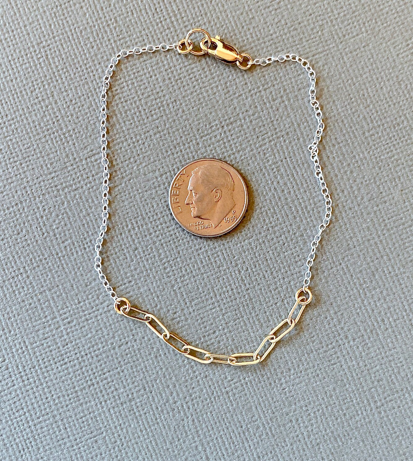 Gold and Silver Link Bracelet Sterling Silver Bracelet With | Etsy