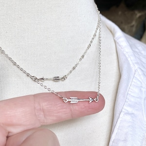 Tiny Arrow Necklace, Sterling Silver, Sideways Arrow, Simple Minimal Arrow, Horizontal Arrow Charm Necklace, Hunter Games, Arrow Pendant