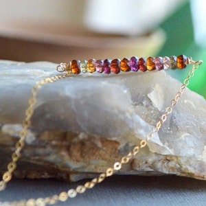 Tundra Sapphire Necklace, Gold Fill, Sterling Silver, Tunduru Sapphire, Bar Necklace, Layering Necklace, September Birthstone, Dainty Chain