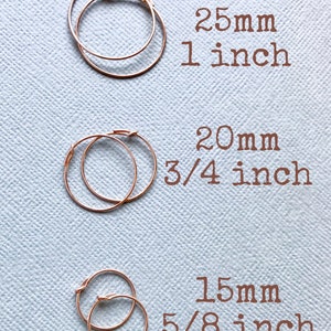 Rose Gold Hoop Earrings, 25mm 20mm 15mm Circle, Simple Minimal, Rose Gold Fill Earring, Small Hoop, Medium Hoop, Pink Gold Simple Hoops