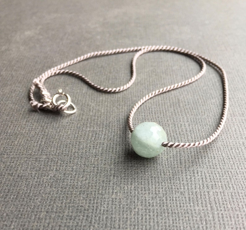 Silk Cord Necklace Floating Gemstone Gemstone Necklace Etsy