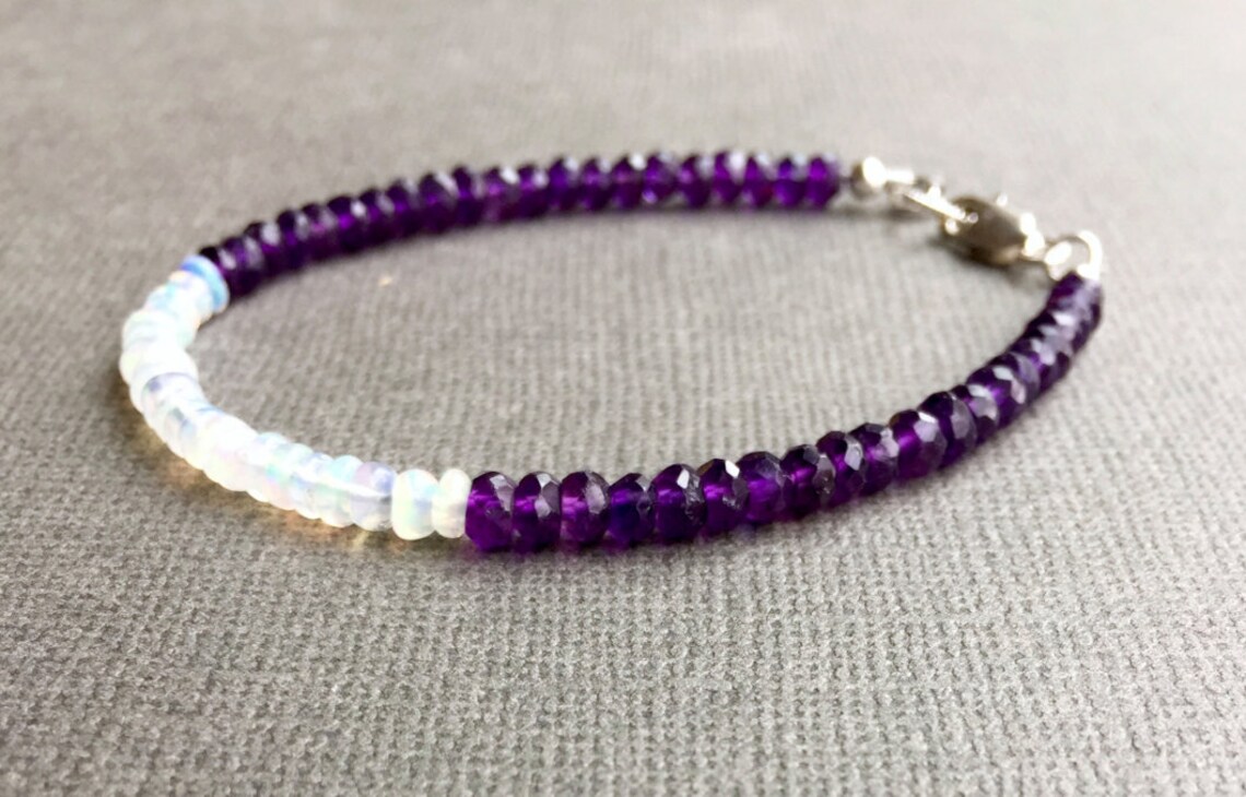 Amethyst Opal Bracelet Sterling Silver Boho Chic Ethiopian | Etsy