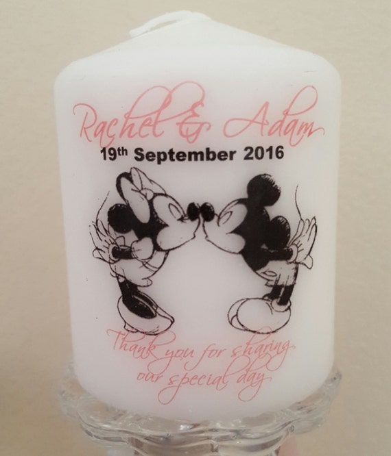 10 X Personalised Disney Wedding Favour Candle Minnie Mickey Etsy
