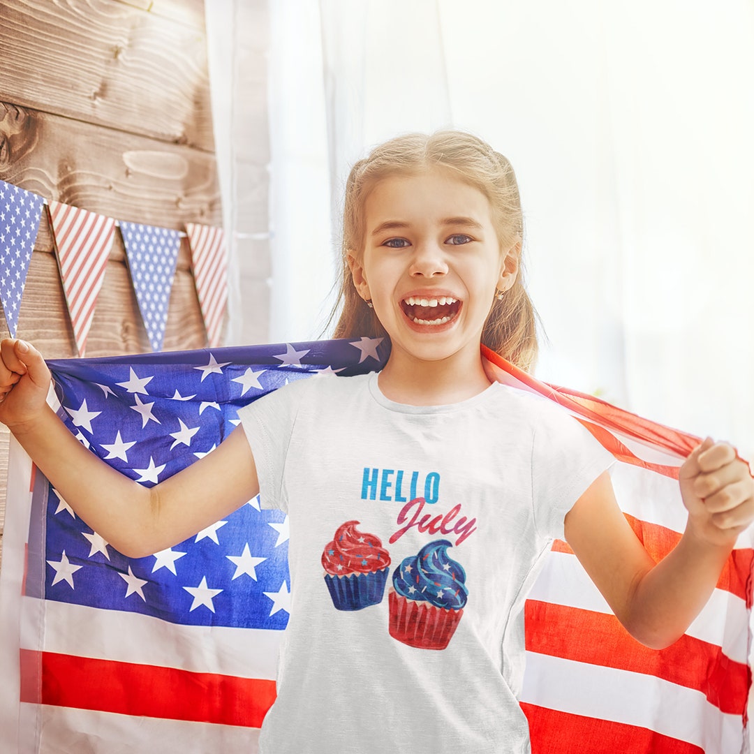 Hello July Patriotic Kids T-shirt 4th of July Boys - Etsy