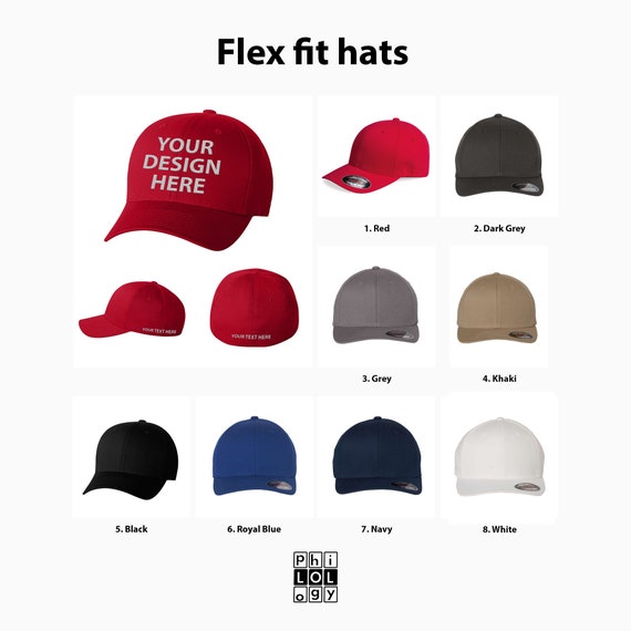Custom Hat, Custom Fitted Hat, Flex Fit Hat, Custom Hat, Embroidered Cap,  Fitted Hat, Flex Fit Hat, Personalized Hat, Logo Hat, Gift for Him - Etsy