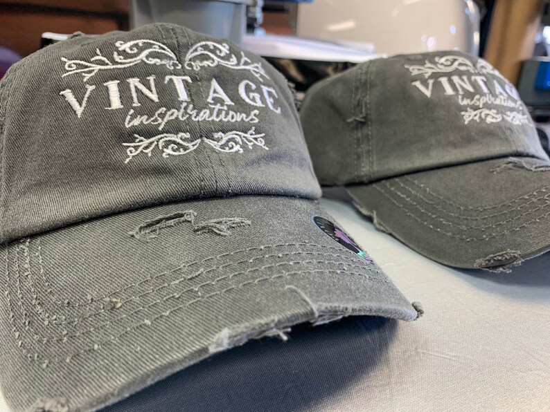 Ponytail Hat Embroidered Cap Embroidered Hat Distressed Etsy
