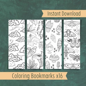 Coloring Bookmarks for Adult and Kids Book Lovers Gift for Teachers Coloring Page Spring Theme Bookmark Printable Activity for Readers