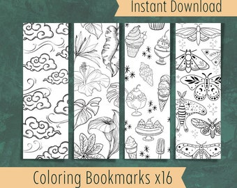 Marcadores para colorear para adultos y niños, amantes de los libros, regalo para maestros, página para colorear, marcapáginas con temática de primavera, actividad imprimible para lectores