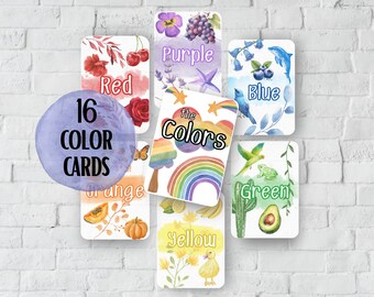 Flashcards for Kids Printable Color Learning Cards for Classroom Preschool Resources for Homeschool Printables Flashcards Nature Inspired