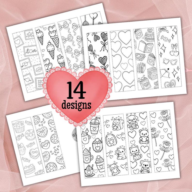 Printable Valentine Coloring Bookmarks for Valentines Day Activities ...