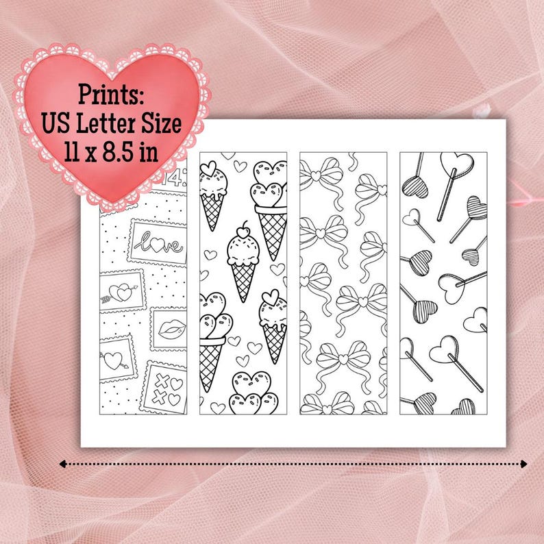 Printable Valentine Coloring Bookmarks for Valentines Day Activities ...