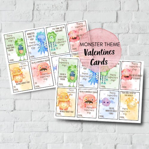 Printable Monster Valentines Day Cards for Kids Printable Vday Cards ...