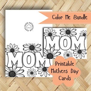 Mothers day coloring pages card for mom floral coloring sheets color me bundle printable mothers day cards foldable card coloring book