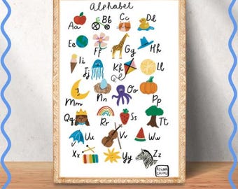ABC Alphabet Printable Wall Art for Classroom Poster for Homeschool ABCs Handmade Prints
