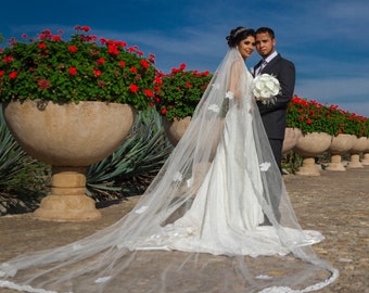 Lace Wedding Veil, Partially Laced