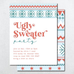 Ugly Christmas Sweater Invite, Ugly Sweater Invitation, Modern Ugly Sweater Invite, Tacky Christmas Sweater Invite, Holiday Sweater Invite