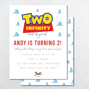 Two Infinity and Beyond Birthday Invitation, Two Infinity Invite, Printable Two Infinity Invite, Woody Birthday Invite, Buzz Birthday Invite