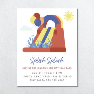 Inflatable Water Slide Birthday Invite, Water Slide Birthday Invite, Slip and Slide Birthday Invite, Water Park Birthday Invitation