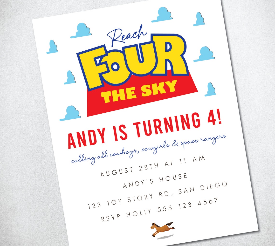 Reach Four the Sky Birthday Invitation, Reach 4 the Sky Invite ...