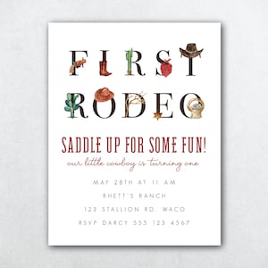 Cowboy Birthday Invitation, First Birthday Party, Cowboy Party, Birthday Party Invitation, Western Birthday Invite, Cowgirl Birthday Invite
