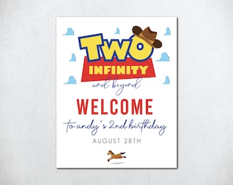 Two Infinity and Beyond Welcome Sign, Two Infinity Sign, Printable Two Infinity Welcome Sign, Woody Birthday, Buzz Birthday, Two Infinity