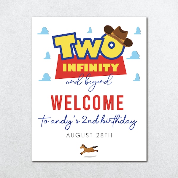 Two Infinity and Beyond Welcome Sign, Two Infinity Sign, Printable Two Infinity Welcome Sign, Woody Birthday, Buzz Birthday, Two Infinity