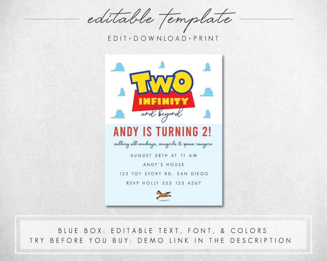 Two Infinity and Beyond Birthday Invitation Two Infinity Etsy