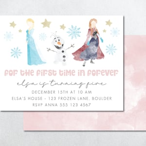 Modern Frozen Birthday Invite, Watercolor Frozen Invitation, Editable Frozen Birthday Invite, Elsa Birthday Invite, Anna Birthday Invite