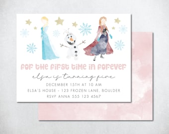 Modern Frozen Birthday Invite, Watercolor Frozen Invitation, Editable Frozen Birthday Invite, Elsa Birthday Invite, Anna Birthday Invite