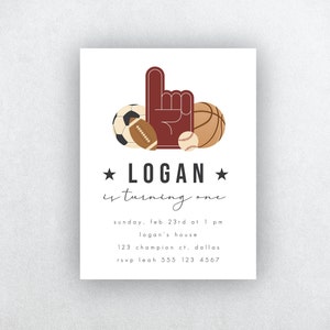 Sports Birthday Invite, All Star Birthday Invitation, MVP Birthday Invite, Sports First Birthday Invite, Editable Sports Invite, Basball