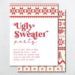 Ugly Christmas Sweater Invite, Ugly Sweater Invitation, Modern Ugly Sweater Invite, Tacky Christmas Sweater Invite, Holiday Sweater Invite