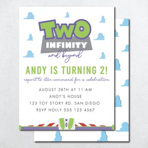 Two Infinity and Beyond Birthday Invitation, Buzz Lightyear Invite, Two Infinity Invite, Printable Two Infinity Invite, Buzz Birthday Invite