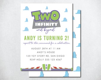 Two Infinity and Beyond Birthday Invitation, Buzz Lightyear Invite, Two Infinity Invite, Printable Two Infinity Invite, Buzz Birthday Invite