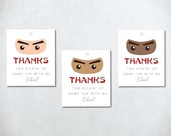 Ninja Birthday Favor Tags, Ninja Thank You Tags, Ninja Printable Favor Tags, Karate Favor Tags, Karate Thank You Tags, Ninja Birthday