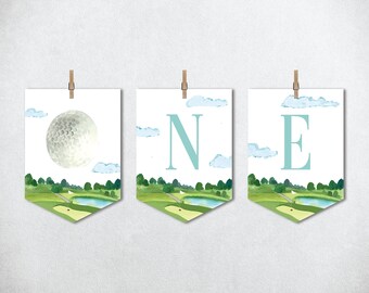 Golf First Birthday Banner, Golf High Chair Banner, Golf Happy Birthday Banner, Golf 1st Birthday Invite, Hole In One, Golf Baby Shower