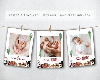 First Rodeo Monthly Photo Banner, Cowboy Photo Banner, First Birthday Photo Banner, 1st Birthday Photo Banner, Cowboy Monthly Photo Banner