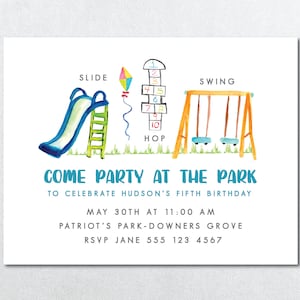Park Party Invitation, Park Birthday Invitation, Party at the Park, Boy&#39;s Park Party, Playground Invitation, Outdoor Party, Boy&#39;s Birthday
