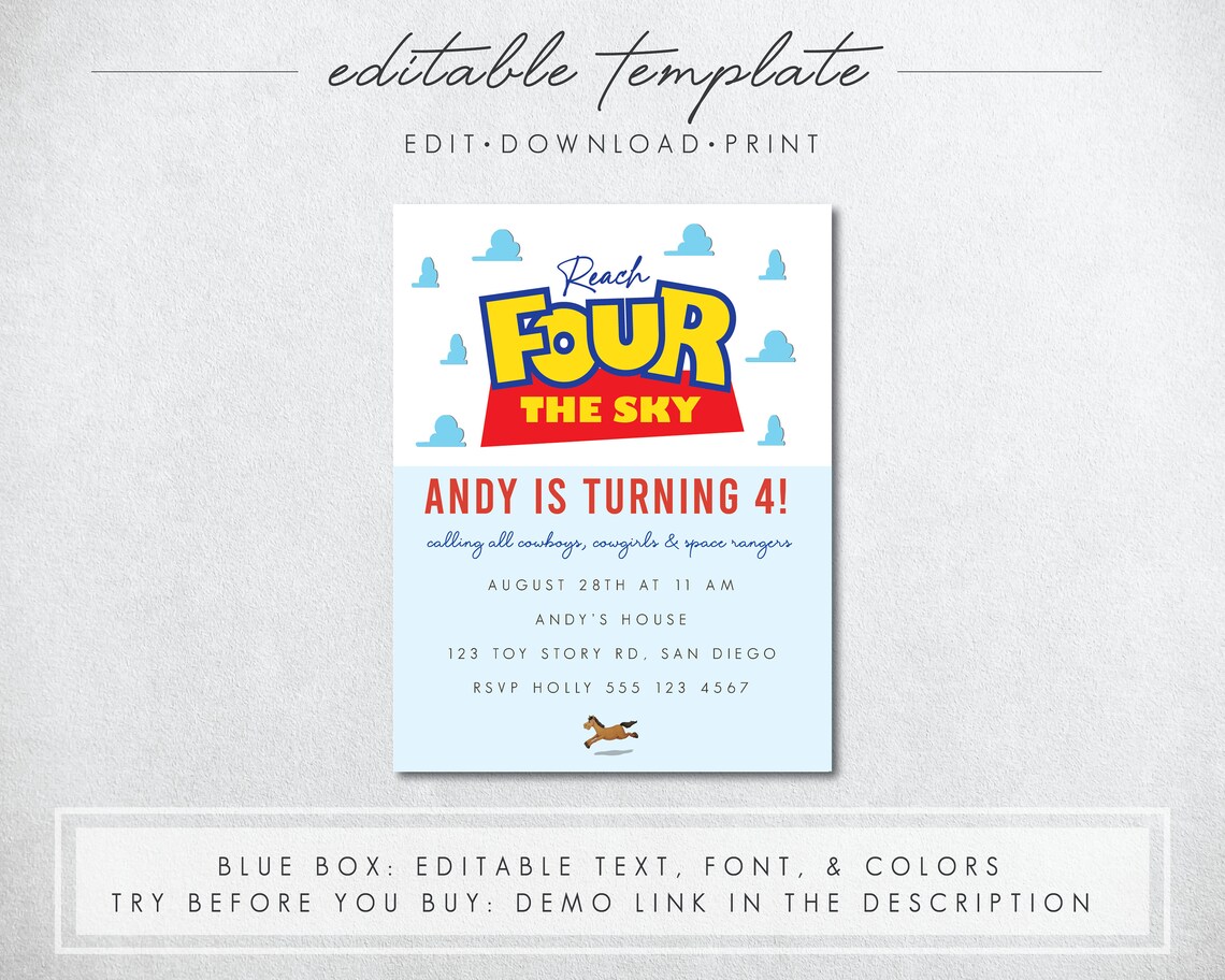 Reach Four the Sky Birthday Invitation Reach 4 the Sky | Etsy