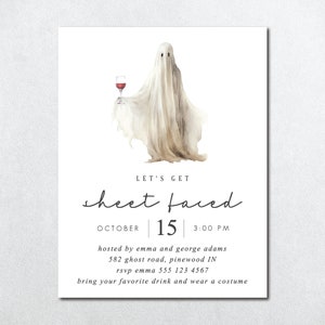 Sheet Faced Party Invite, Costumes and Cocktails Invite, Costume Party Invite, Boos Party Invitation, Halloween Party Invite, Ghost Invite