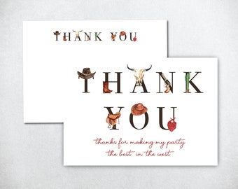 Cowboy Thank You Card, Cowboy Printable Thank You Card, First Rodeo Thank You Card, Cowboy Thank You Note, Cowboy Theme Thank You Note