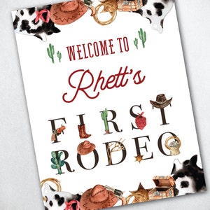 Cowboy Birthday Sign, Cowboy Welcome Sign Template, First Rodeo Welcome ...