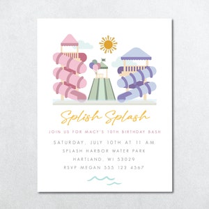 Water Park Birthday Invite, Water Park Invite, Girls Water Park Invite, Water Slide Invitation, Editable Water Park Invite, Modern Invite