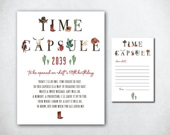 Cowboy Time Capsule, First Rodeo Time Capsule, Western Theme Time Capsule, First Birthday Time Capsule, Time Capsule Printable, First Rodeo