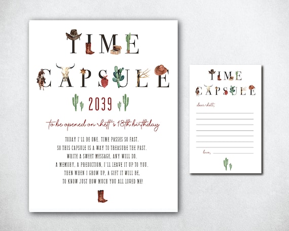 Cowboy Time Capsule, First Rodeo Time Capsule, Western Theme Time Capsule, First Birthday Time Capsule, Time Capsule Printable, First Rodeo