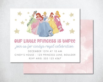 Princess Birthday Invite, Digital Princess Birthday Invitation, Disney Princess Invite, Editable Disney Princess Birthday Invitation